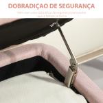 Banco de Armazenamento Estofado em Linho com Tampa Abatível e Pés de Aço Carga Máxima 150kg 101x38,5x44,5 cm Rosa
