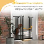 Barreira de Segurança para Cães com Largura Ajustável 74 - 100 cm e Extensões para Escadas e Portas Preto