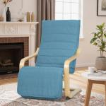 Poltrona Relax com Apoio para os Pés Ajustáveis Poltrona Estofada em Tecido com Estrutura de Madeira 66,5x94x100 cm Azul