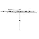 Guarda - Sol Duplo de Jardim 46x26 m com Manivela Manual Proteção UV50+ Capa Resistente à Água Branco