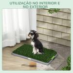 Resguardo de Treino para Cães com 2 Relvas Artificiais e Bandeja para Treino de Filhotes 67x41x3,5 cm Verde