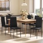 Conjunto de 6 Cadeiras de Sala de Jantar Estofadas em Linho com Pernas em Metal Cadeiras Modernas para Cozinha Quarto Suporta até 120 kg 41x50x97 cm Preto