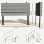 Cabeceira de Cama 140 cm Altura Ajustável em 3 Níveis 106/116/126 cm Estofada em Linho Cinza