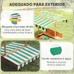 Caixa de Areia para Crianças de Madeira com Toldo Ajustável em Altura 2 Bancos e Encostos para Jardim 106x106x121 cm Natural