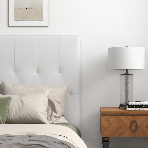 Cabeceira de Cama 160cm Cabeceira de Cama Estofada em Linho e Acolchoada 2 Formas de Uso 160x7x120cm Branco