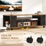 Móvel para TV com Rodas Armário para TV Flutuante com 2 Portas e 2 Prateleiras 120x40x38,5 cm Preto e Nogueira