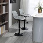 Conjunto de Bancos de Bar Estofados em PU Bancos Altos de Sala de Jantar com Altura Ajustável 46,5x51x86 - 106 cm Cinzento