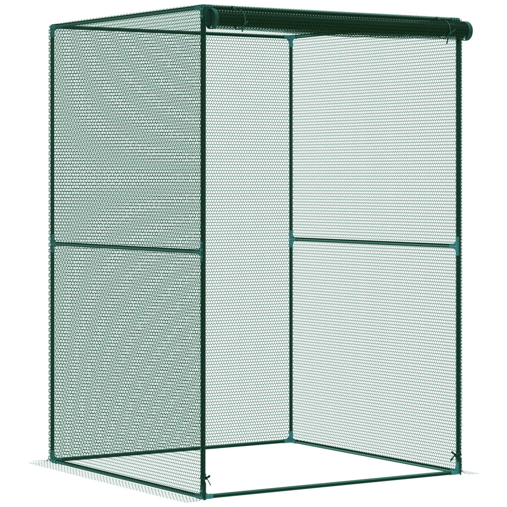 Estufa para Cultivo de Plantas com Porta Enrolável e Estrutura de Aço para Jardim Varanda Pátio 120x120x180 cm Verde