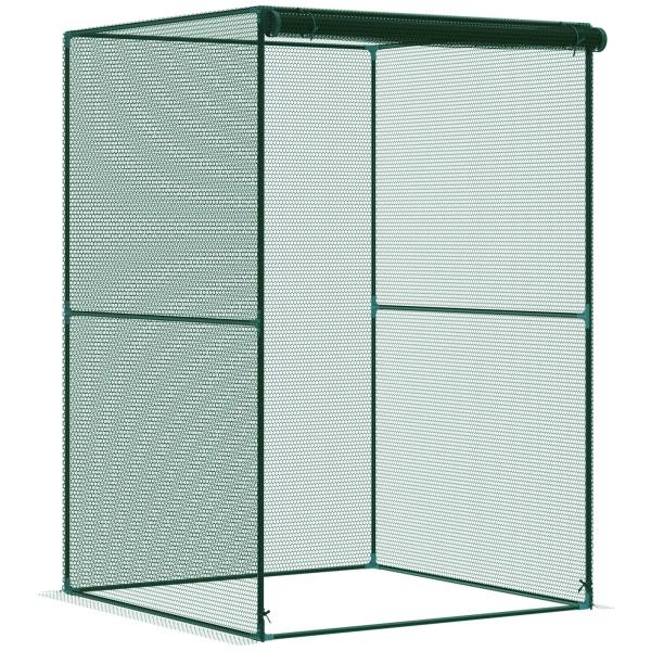 Estufa para Cultivo de Plantas com Porta Enrolável e Estrutura de Aço para Jardim Varanda Pátio 120x120x180 cm Verde
