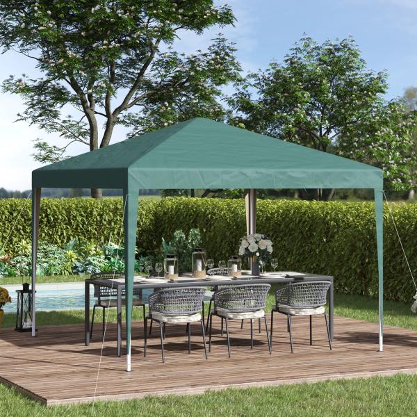 Tenda Dobrável 295x295x255 cm com Bolsa de Transporte Altura Ajustável Anti - UV para Terraço Pátio Verde