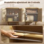 Aparador Boémio de 2 Portas com Corda Tecida à Mão Prateleira Ajustável Abertura por Pressão 60x40x78 cm Carvalho