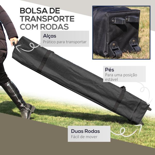 Tenda Dobrável Pop - up com Altura Ajustável Proteção UV50+ Telhado Duplo e Redes Mosquiteiras 4x4x2,8 m Cinzento Claro
