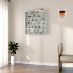 Vitrina de Parede em Madeira com Prateleiras Ajustáveis e 2 Portas Deslizantes de Vidro 80x9,5x83 cm Branco