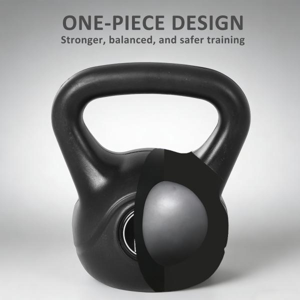 Peso Russo de 8 kg Kettlebell Preenchido de Areia com Punho Largo e Antiderrapante para Trenos em Casa e Ginásio 22x17x24 cm Preto