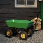 Carrinho de Jardim com Caçamba Inclinável até 75° Carrinho de Mão com Guiador Ajustável 109x52x94 cm Verde Escuro