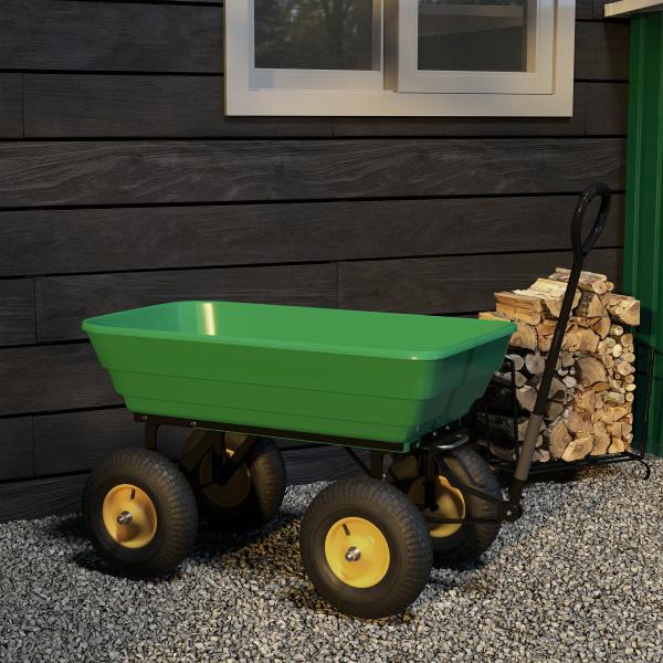 Carrinho de Jardim com Caçamba Inclinável até 75° Carrinho de Mão com Guiador Ajustável 109x52x94 cm Verde Escuro