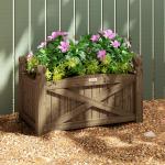 Floreira de Madeira Elevada para Cultivar Plantas Flores Ervas Floreira Retangular 60x39x37 cm Castanho Escuro