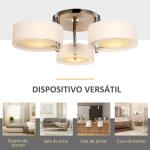 Candeeiro de Teto Moderno Candeeiro Suspenso com Ecrã em Acrílico e Suporte para Lâmpada E27 Ø64x20 cm Branco