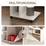 Mesa Auxiliar em Forma de C Mesa Auxiliar para Sofá com Rodas Compartimentos Abertos 40x30x69 cm Branco