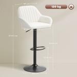 Conjunto de 2 Bancos de Bar Giratórios Bancos Altos de Cozinha com Altura Ajustável 50,5x50x87 - 107 cm Creme
