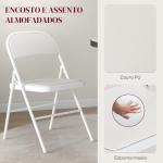 Conjunto de 4 Cadeiras Dobráveis com Encosto e Estrutura de Aço para Sala de Estar escritório Estúdio 45x46x78 cm Branco