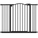 Barreira de Segurança para Cães com Largura Ajustável 74 - 100 cm e Extensões para Escadas e Portas Preto
