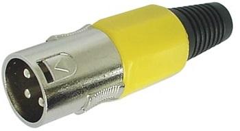 Ficha Canon Metálica 3 Pinos Macho (Amarelo) - VELLEMAN