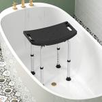 Banco de Duche com Altura Ajustável em 8 Posições com Base de Borracha Antiderrapante 50x36x39,5 - 56,5 cm Preto