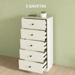 Cómoda com 5 Gavetas Cómoda de Quarto Estreita com Anti - Tombo Gaveteiro Alto para Sala de Estar Corredor 47x29x95 cm Branco
