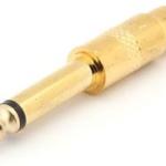 Ficha Adaptadora Jack 6,3mm Macho Mono - 1 RCA Femea (Dourada)