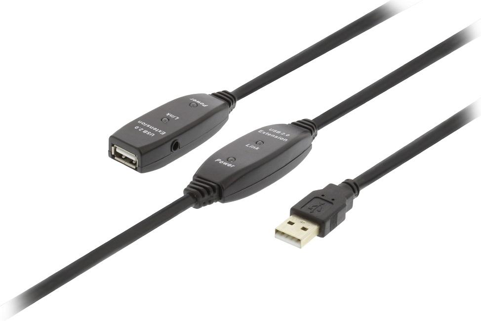 Cabo Extensão c/ Amplificador USB A Macho - USB A Femea (25 mts)