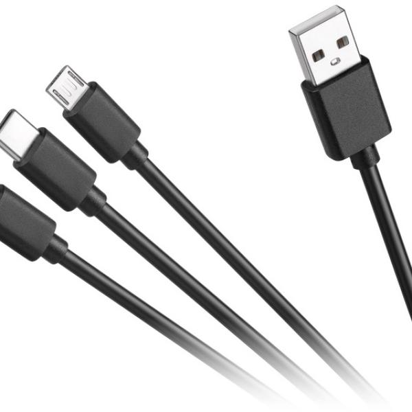 Cabo 3 - EM - 1 USB A Macho - LIGHTNING/microUSB/USB - C (1,2 mts)