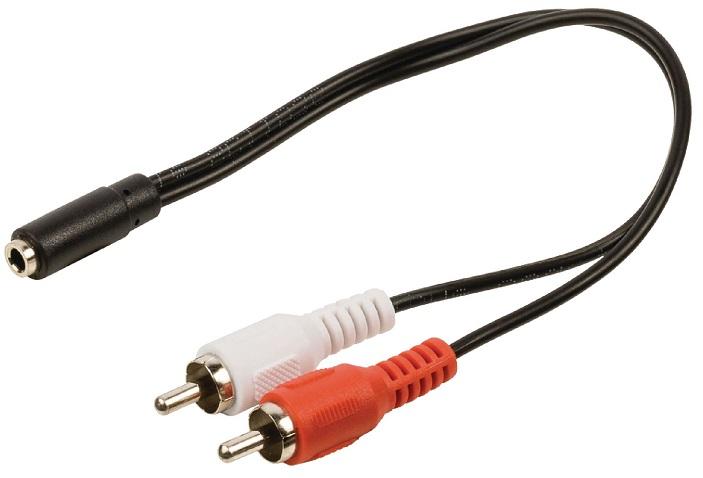Cabo 2 RCA Macho - Jack 3,5mm Stereo Femea (20cm) - GOOBAY