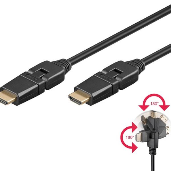 Cabo HDMI 19P M - M Dourado V1.4 Rotativo (2 mts)