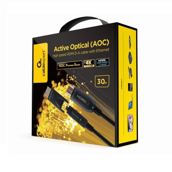 Cabo Hdmi Active Optical (AOC) Hdmi Macho para Hdmi Macho Alta Velocidade com rede AOC Premium Series 30 Metros — Recondicionado