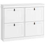 Móvel Sapateira Branco Sapateira Estreita com 4 Portas e Prateleira Ajustável para 20 Pares de Sapatos 105x24x82,5 cm Branco
