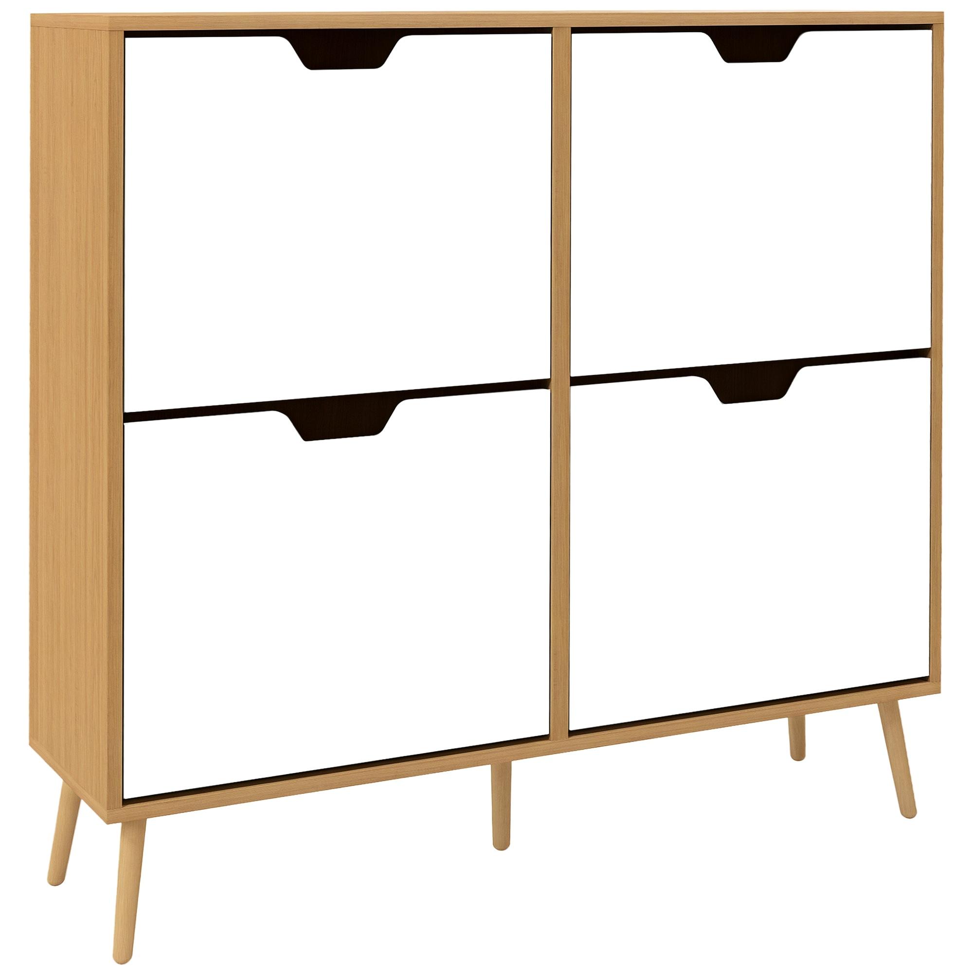 Sapateira para 16 Pares de Sapatos com 4 Gavetas e Prateleiras Ajustáveis 95x26x95 cm Madeira