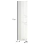 Coluna Casa de Banho com 1 Gaveta e 5 Prateleiras Coluna Casa de Banho de Estilo Moderno 30x28x170cm Branco