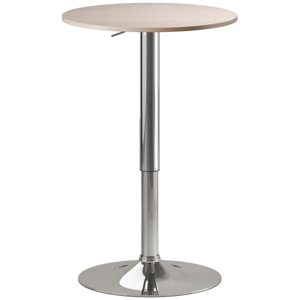 Mesa de Bar com Altura Ajustável Giratória 360° com Base Redonda Mesa Alta Moderna para Cozinha Ø60x67 - 93 cm Madeira
