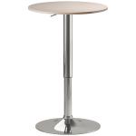 Mesa de Bar com Altura Ajustável Giratória 360° com Base Redonda Mesa Alta Moderna para Cozinha Ø60x67 - 93 cm Madeira