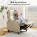 Poltrona Relax Reclinável até 160° Poltrona Reclinável Manual com Apoio para os Pés 64x86x102 cm Bege