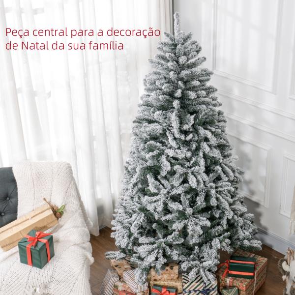 Árvore de Natal Artificial Nevado 180 cm com 796 Ramos e Suporte de Metal Árvore Natalina Nevado para Interior Verde