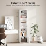 Estante de 7 Níveis Estante para Livros com Prateleiras Ajustáveis e Armário Estante Moderna 40x30x180 cm Branco