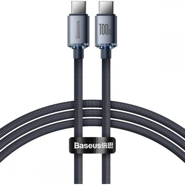 Cabo Carregamento Rápido Crystal Shine USB - C - USB - C PD 100W Preto (1,2 mts) - BASEUS