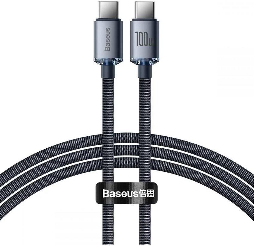Cabo Carregamento Rápido Crystal Shine USB - C - USB - C PD 100W Preto (1,2 mts) - BASEUS
