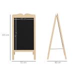 Mini Cavalete de Madeira Quadro Lousa Negro Magnético e Dobrável com 8 Gizes e 6 Placas de Palavras 51x42x101 cm Madeira