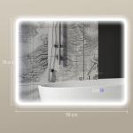 Espelho LED para Casa de Banho 90x70 cm com Bluetooth, 3 Tons de Luz, Antiembaciamento, Memória e IP44