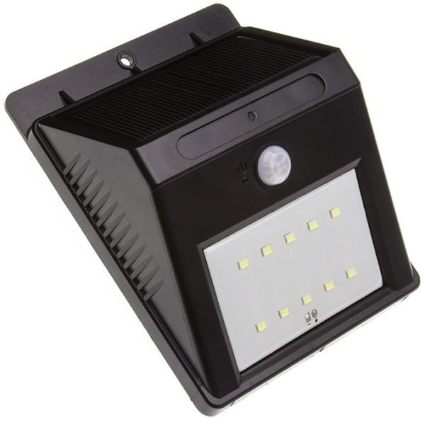 Candeeiro Exterior Solar Mural 20 LED´s Branco F. 6000K c/ Sensor Movimento PIR (Preto)