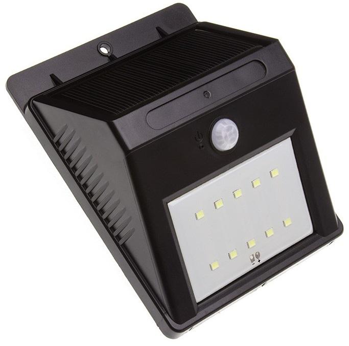 Candeeiro Exterior Solar Mural 20 LED´s Branco F. 6000K c/ Sensor Movimento PIR (Preto)