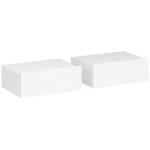 Conjunto de 2 Mesas de Cabeceira de Parede Mesas de Cabeceira Flutuantes com 1 Gaveta para Quarto 40x30x15 cm Branco